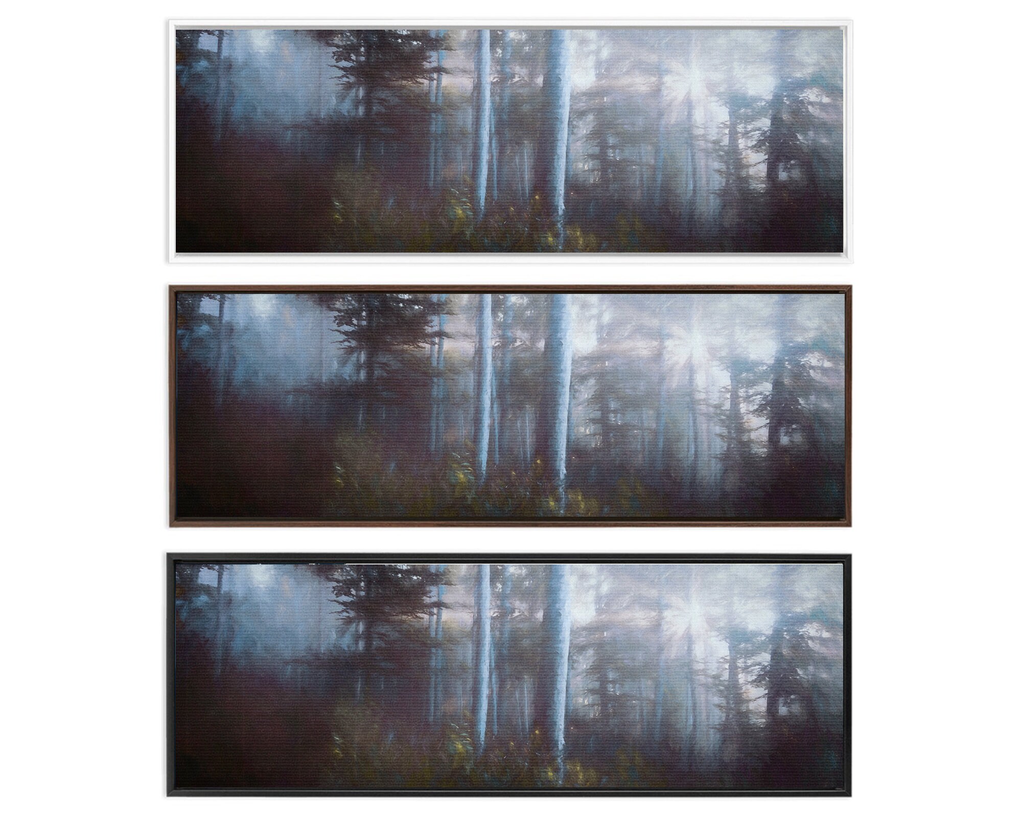 Foggy forest - oil landscape painting on canvas. Ready to hang large ...