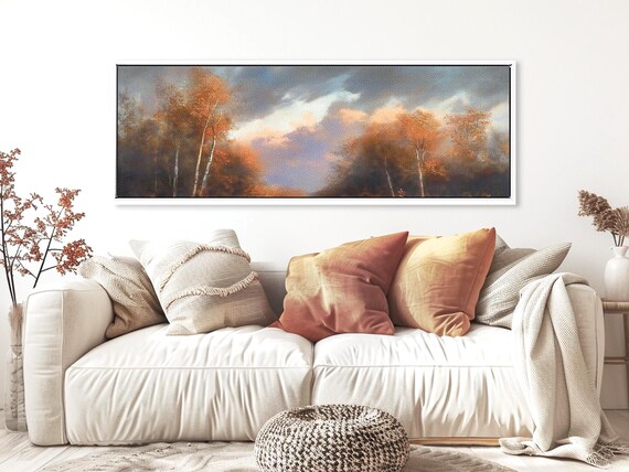 Birch Trees at Dusk Framed Art - Moody Wall Art, One of a Kind House Warming Gift