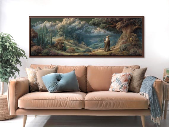 Gandalf the Wizard Painting, Tolkien Book Lover Gift, Library Decor Extra Large Wall Art, Lord of the Rings Wall Art, lotr Impression 3D