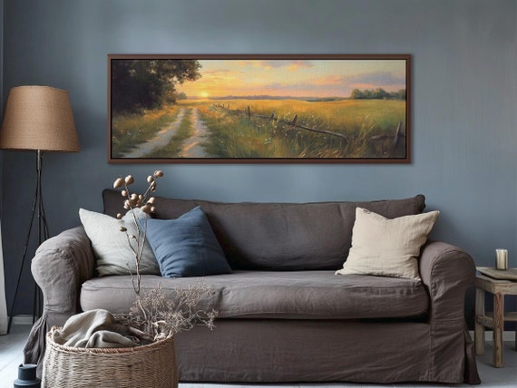 Meadow Path At Sunset, Artwork On Canvas By Mela - Large Wall Art Print