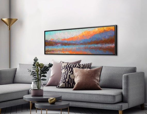 Misty Mountain Forest - Ready to Hang Large Abstract Canvas Wall Art Print With or without Floater Frame.