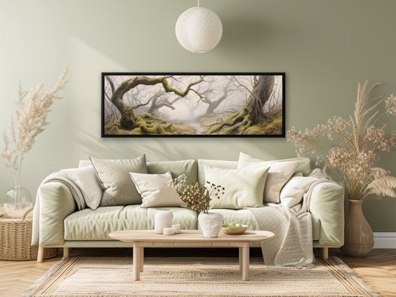 Lord Of The Rings Forest: Nature Wall Art For Book Lovers. Dark Cottagecore Landscape Painting Print Available In An Elegant Frame.