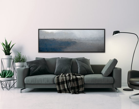 Abstract Coastal Landscape Art, Oil Painting On Canvas - Ready To Hang Large Horizontal Canvas Wall Art Print With Or Without Floater Frame.