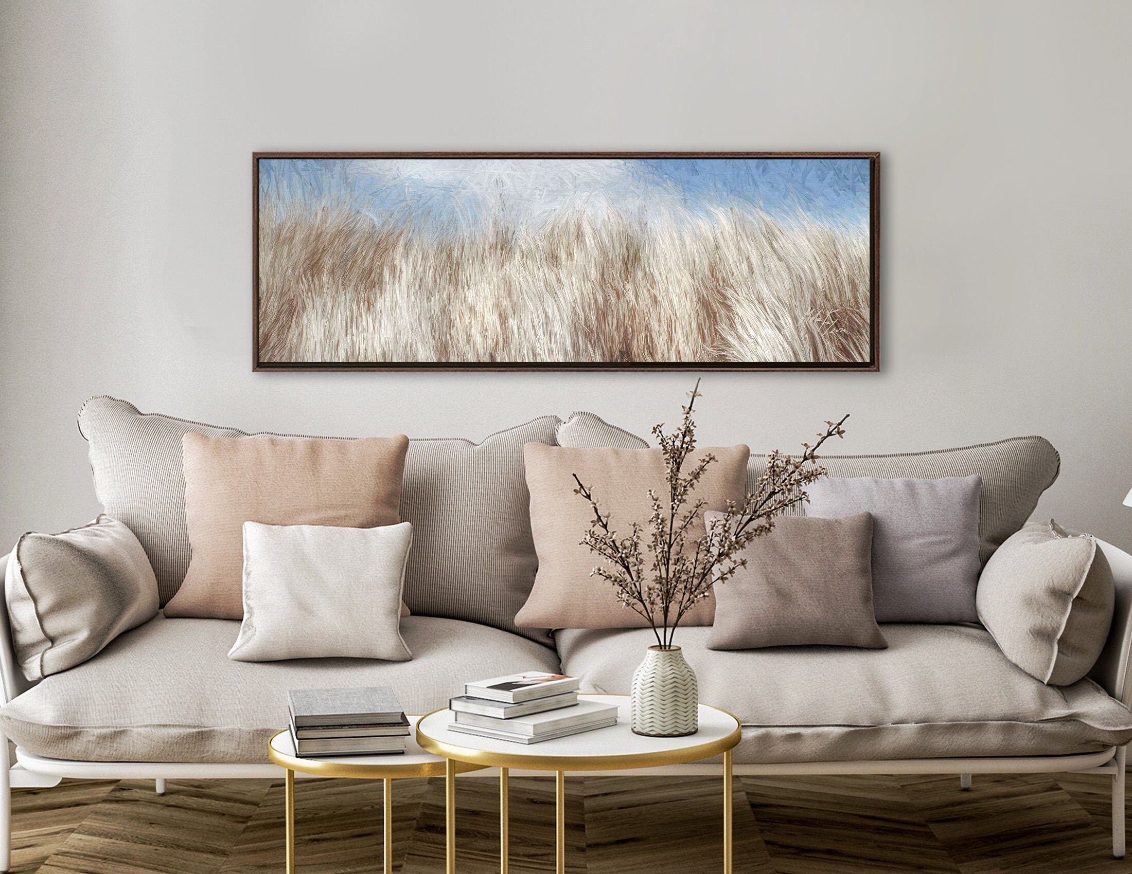 Pampas Grass Wall Art, Oil Landscape Painting On Canvas Ready To Hang