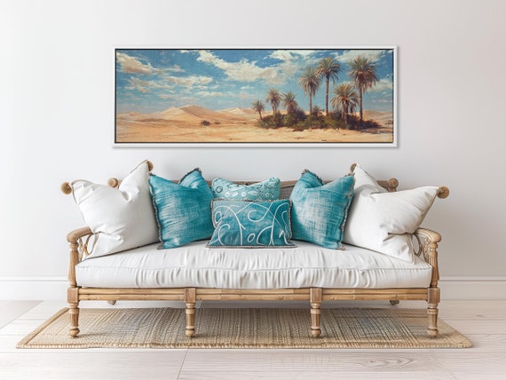 Desert Oasis: Palm Tree Desert Wall Art - DunesTrendy and Aesthetic Room Decor