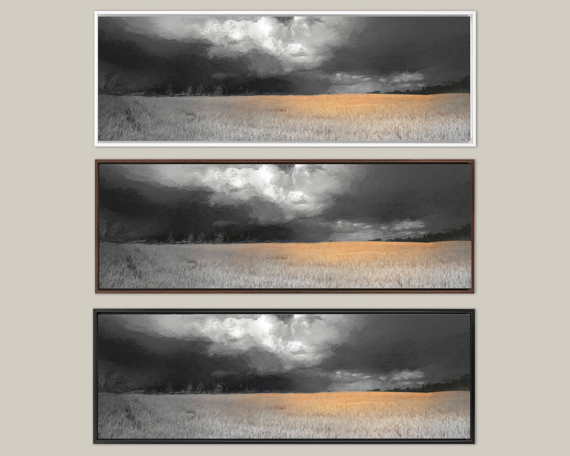 Burnt Orange And Gray Oil Landscape Painting On Canvas - Ready To Hang ...