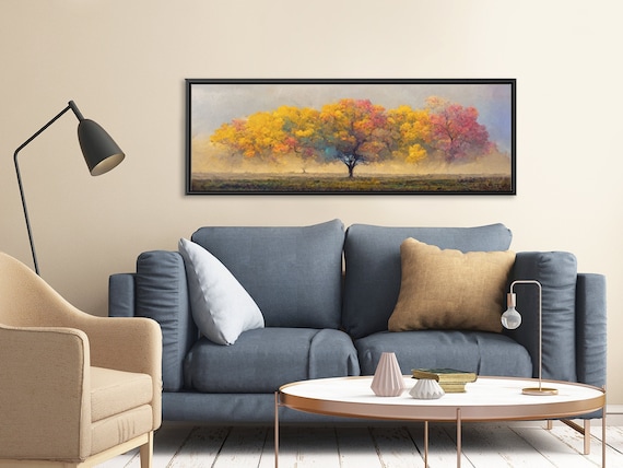 Autumn Forest Wall Art, Oil Landscape Painting On Canvas By Mela - Large Gallery Wrapped Canvas Art Prints With Or Without Floating Frames