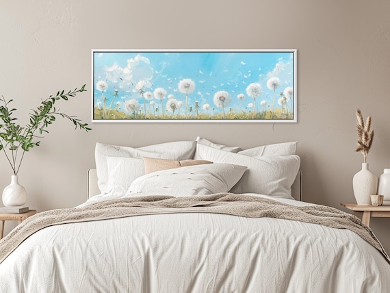 Dandelion Blossom Meadow - Large Wall Art in Comfort Colors, Preppy Summer Breeze Canvas Print