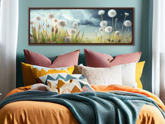 Wildflower Meadow Landscape, Oil Painting On Canvas By Mela - Large Gallery Wrapped Canvas Wall Art Prints With Or Without Floating Frames.