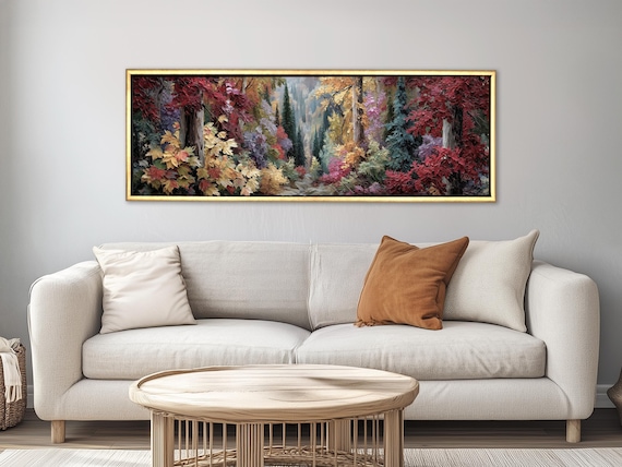 Colorful Autumn Forest Canvas Print | Large Panoramic Nature Wall Art