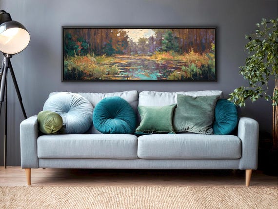 Panoramic Forest Horizontal Canvas Print: Wide Modern Nature Wall Art