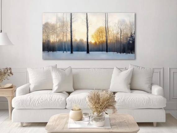 Winter Forest Canvas – Serene Snowy Landscape Wall Art