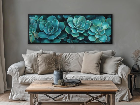 Teal Succulents Plants Canvas Print - Desert Botanical Wall Art