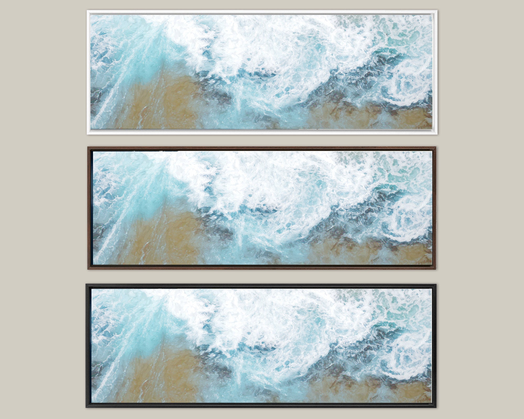 Wave, Oil Contemporary Coastal Wall Art Ready To Hang Large Panoramic