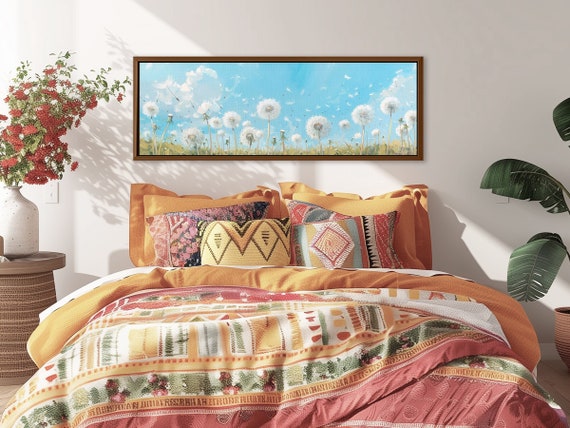 Dandelion Blossom Meadow - Large Wall Art in Comfort Colors, Preppy Summer Breeze Canvas Print