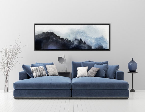 Foggy Mountain Forest Landscape, Oil Impressionist Painting On Canvas - Large Gallery Wrap Canvas Wall Art Print With Or Without Float Frame