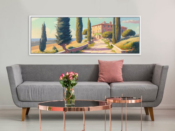 Tuscan Villa Wall Art, Unique Art On Canvas By Mela - Large Gallery Wrapped Canvas Wall Art Prints With/Without Floating Frames.