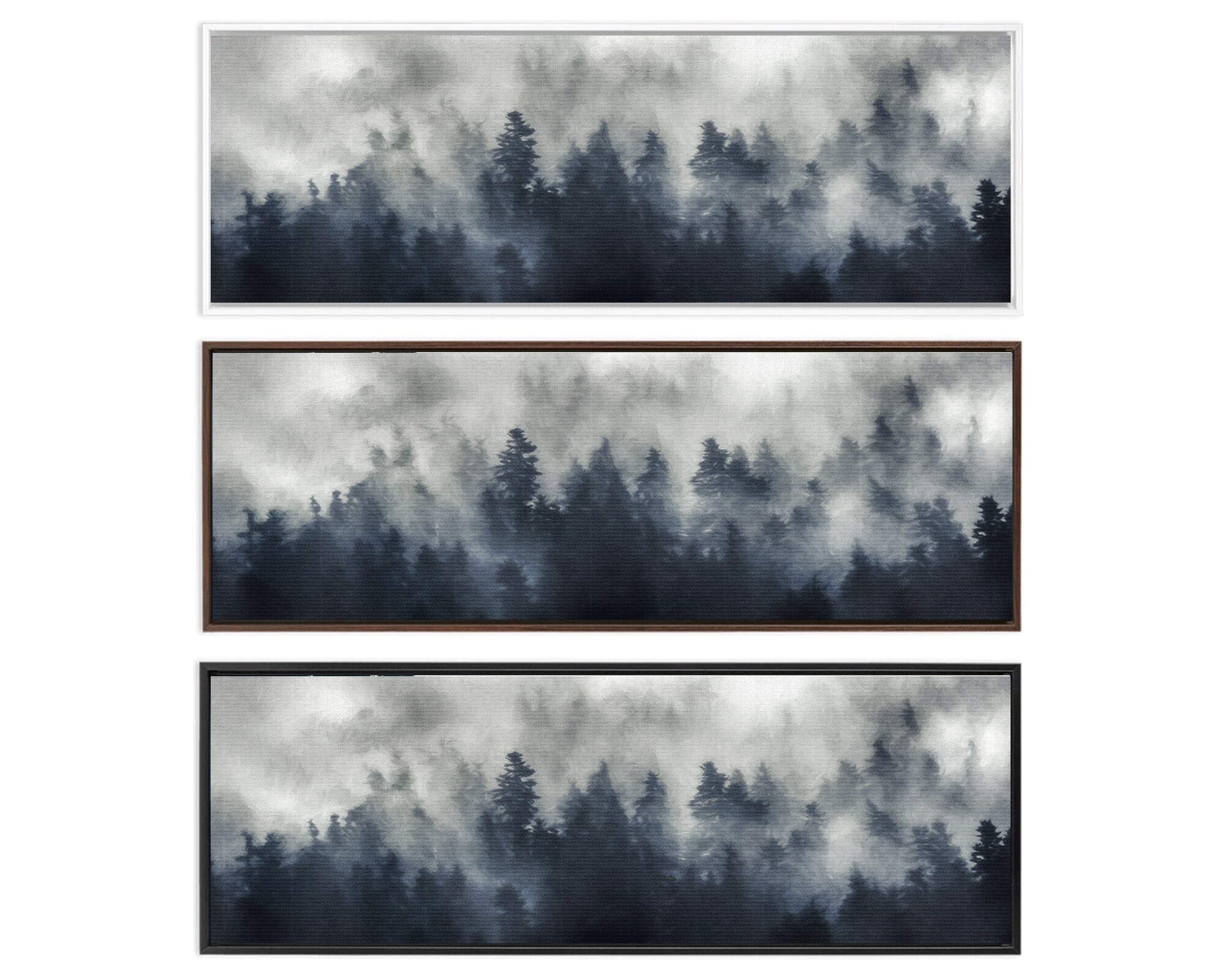 Foggy mountain forest landscape oil painting on canvas large