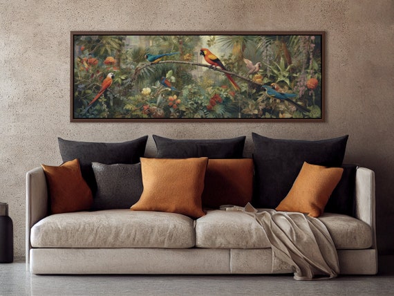 Birds Of Paradise, Tropical Wall Art, Oil Painting On Canvas By Mela - Large Gallery Wrapped Canvas Art Prints With/Without Floating Frames.