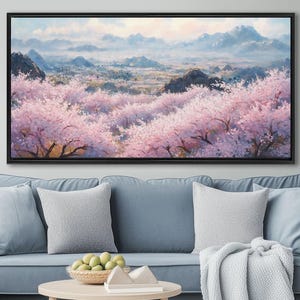 春の風景画 桜 大きなアートプリント キャンバス ピンク 桜 咲く 壁飾り ホームデコレーション リビングルーム 壁アート 彼女へのギフト