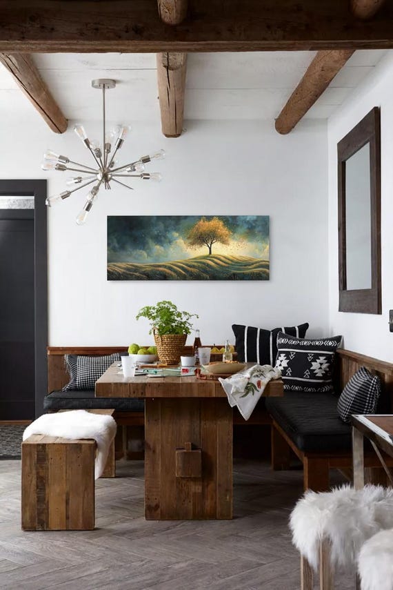 Lone Tree on Hill – Moody Panoramic Canvas Print