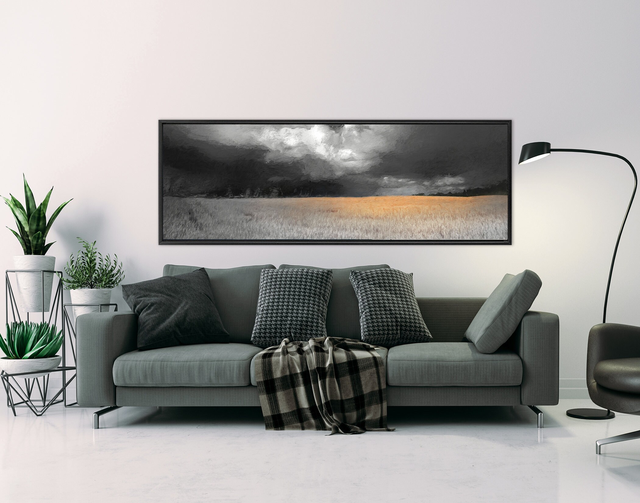 Burnt Orange And Gray Oil Landscape Painting On Canvas Ready To Hang