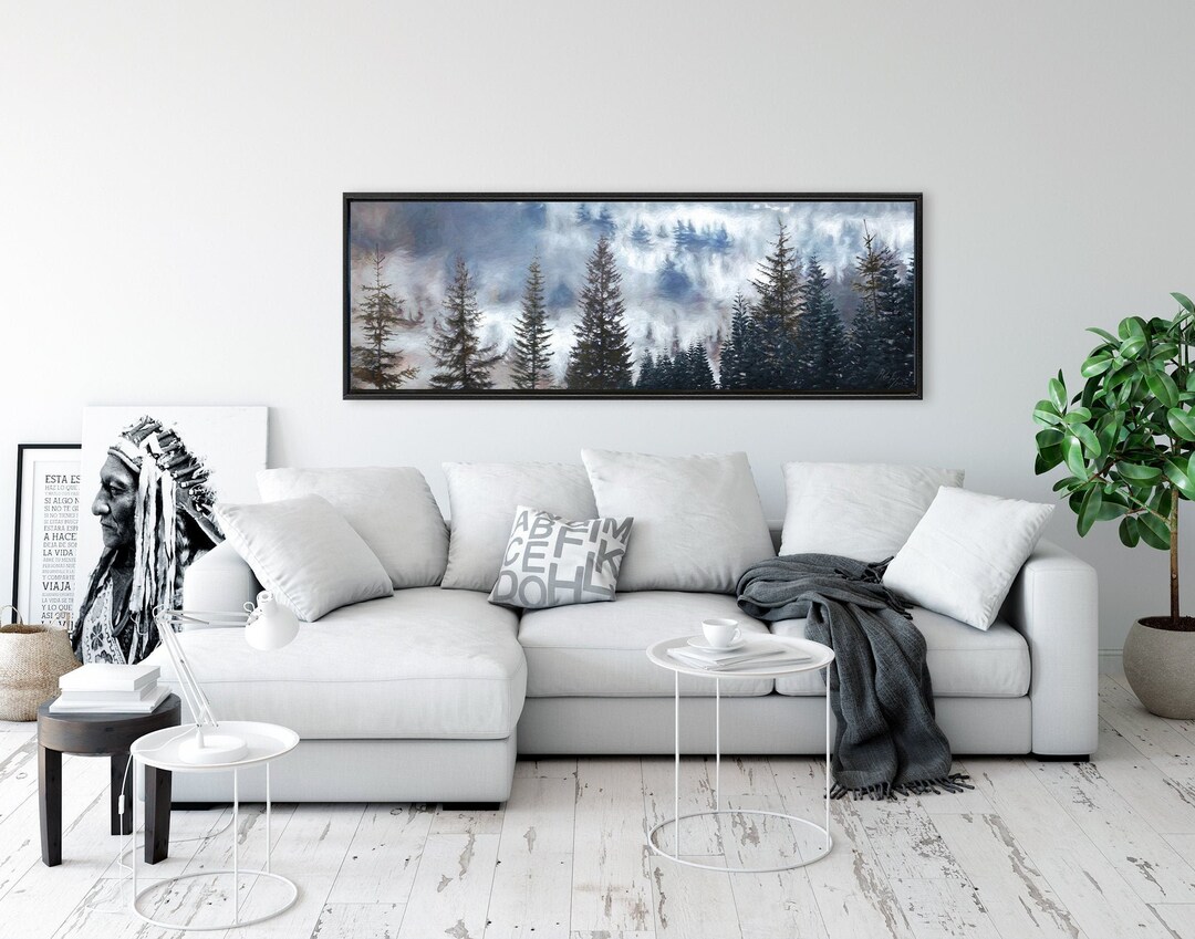 Foggy Mountain Forest. Extra Large Wall Art Print With or Without