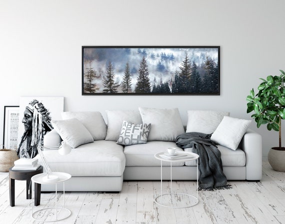 Foggy Mountain Forest. Extra Large Wall Art Print with or without Floater Frame