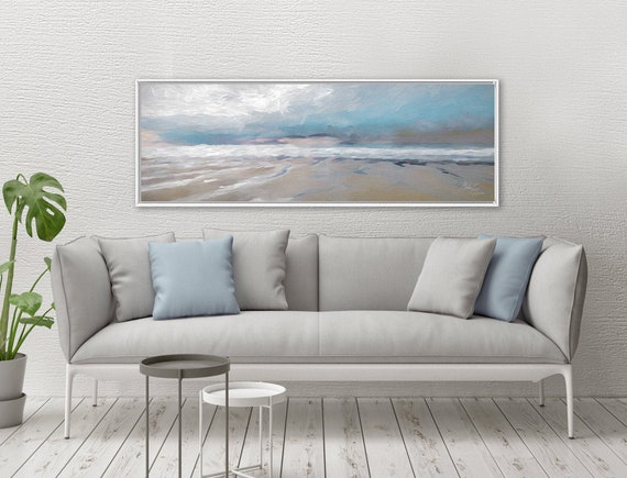 Sea View, Coastal Oil Landscape Painting On Canvas - Ready To Hang Large Gallery Wrap Canvas Wall Art Prints With Or Without Floating Frames