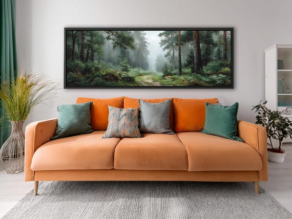 Old Mossy Forest Path Wall Art, Landscape by Mela - Large Panoramic Canvas Art Print With / Without Floating Frame