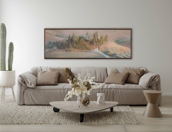 Tuscany, Wall Art, Oil Landscape Painting On Canvas - Ready To Hang Large Panoramic Canvas Wall Art Prints With, Or Without Floating Frames.