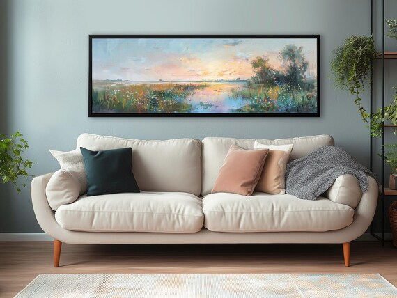 Wildflower Meadow With a Pond - Panoramic Wall Art