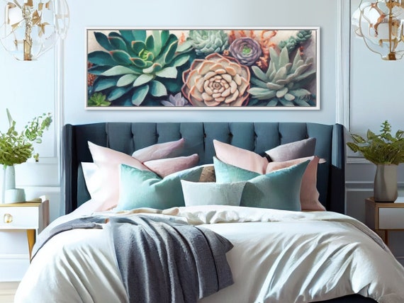 Succulent, Botanical Wall Art, Oil Painting On Canvas By Mela - Large Gallery Wrapped Canvas Wall Art Prints With Or Without Floating Frames