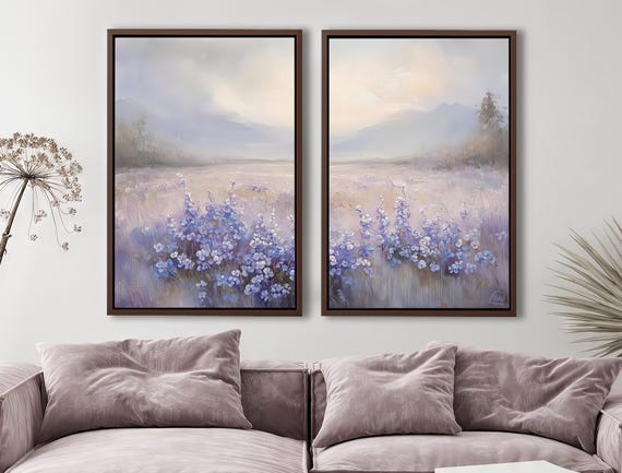 Forget Me Not Wildflower Prints – Set of 2 | Cottagecore Wall Art | Floral Bedroom Decor | Botanical Pastel Art | Soft Blue Prints