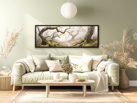 Lord Of The Rings Forest: Nature Wall Art For Book Lovers. Dark Cottagecore Landscape Painting Print Framed Wall Art Bookish Decor