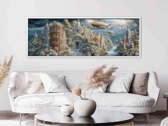 Steampunk. Magical Wall Art – Fantasy Airship Solarpunk Print –  Steampunk Decor, Goblincore Whimsical Decor, Fantasy wall art, Surreal art