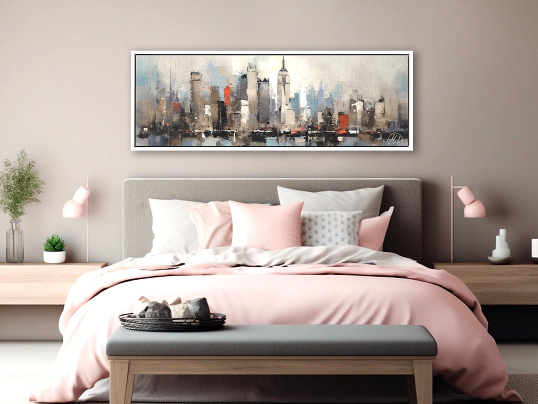 Abstract New York City Canvas – Modern Skyline Panoramic Wall Art Print ...