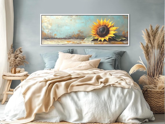 Sunflower – Summer Style Canvas Wall Art | Cottage Core Decor | Unique Wall Art | Framed Wall Art | Extra Large Wall Hanging | Boho Wall Art