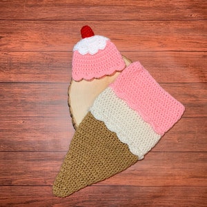 Newborn ice cream outfit crochet baby outfit crochet ice cream baby shower gift newborn photo prop ready to ship image 1