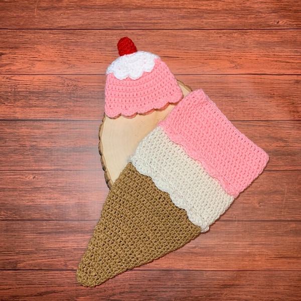 Newborn ice cream outfit crochet baby outfit crochet ice cream baby shower gift newborn photo prop ready to ship