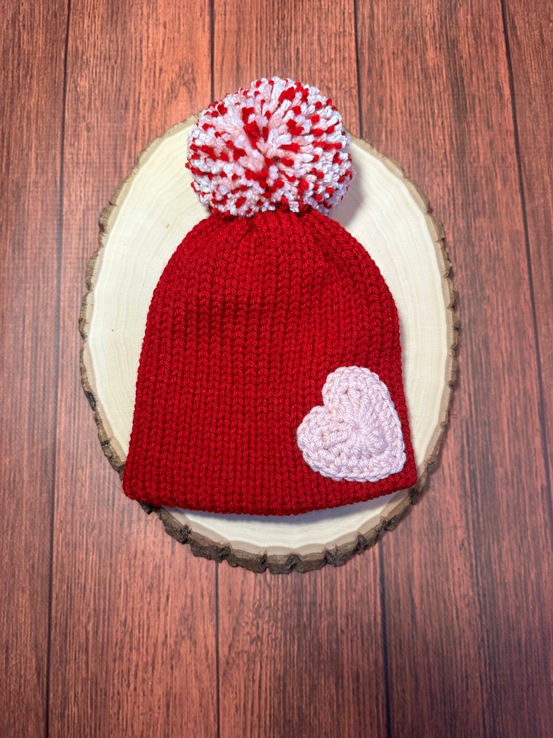 Baby Valentines Day hat knit baby hat baby shower gift newborn photo prop ready to ship image 3