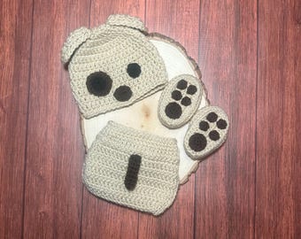 Handmade Crochet Dog Outfit, Newborn Photo Prop, Puppy Costume, Baby Shower Gift
