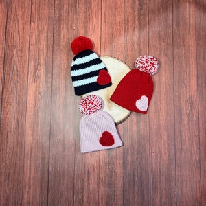 Baby Valentines Day hat knit baby hat baby shower gift newborn photo prop ready to ship image 1