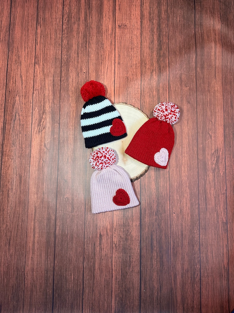 Baby Valentines Day hat knit baby hat baby shower gift newborn photo prop ready to ship image 1