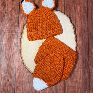 Newborn fox outfit baby fox outfit newborn fox hat Halloween costume baby shower gift newborn photo prop ready to ship image 2