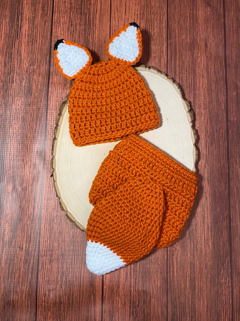 Newborn fox outfit baby fox outfit newborn fox hat Halloween costume baby shower gift newborn photo prop ready to ship image 2