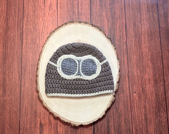 Baby aviator hat crochet aviator hat newborn aviator hat baby shower gift newborn photo prop ready to ship