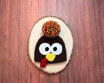 Baby turkey hat crochet turkey hat newborn turkey hat thanksgiving hat baby shower gift newborn photo prop ready to ship