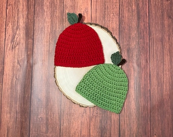 Baby apple hat crochet baby hat newborn apple hat baby shower gift newborn photo prop newborn apple hat ready to ship