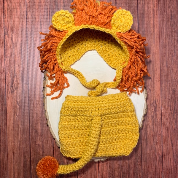 Newborn lion outfit crochet baby outfit lion costume baby lion outfit Halloween costume baby shower gift newborn photo prop ready to ship